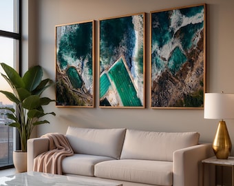 Zestaw 3 wydruków z basenami na plaży w Sydney // Zdjęcie plaży Bondi, Sztuka ścienna w Sydney, Plakat z Sydney, Prawdziwe zdjęcie, Wydruk z Sydney, Sztuka piękna w Sydney, Australia
