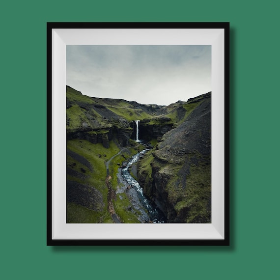 Kvernufoss Iceland Print, Iceland Waterfall Poster, Iceland Wall Art, Iceland Poster, Iceland Landscape Photo, Iceland Wall Decor