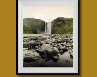 Skogafoss Iceland Print, Iceland Waterfall Poster, Iceland Wall Art, Iceland Poster, Iceland Landscape Photo, Iceland Wall Decor