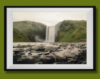 Skogafoss Iceland Print, Iceland Waterfall Poster, Iceland Wall Art, Iceland Poster, Iceland Landscape Photo, Iceland Wall Decor