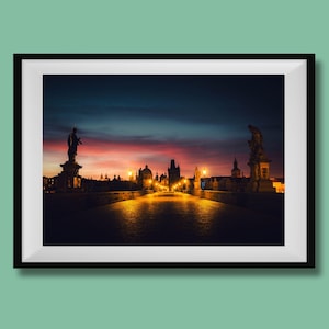 Charles Bridge Print, Prague City Photography, Prague Wall Art Decor, Prague Travel Poster, Landscape Czech Republic Cityscape Decor