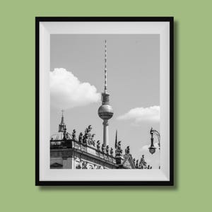 Berlin Print, Berlin TV Tower Print, Black and White Berlin Photography, Berlin Street Photo, Berlin Wall Art, Berlin Skyline Poster