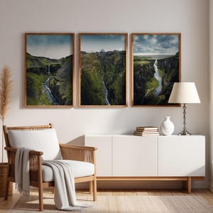 Iceland Nature Print Set of 3 // Iceland Waterfall Posters, Iceland Wall Art, Iceland Poster, Iceland Landscape Photo, Iceland Wall Decor