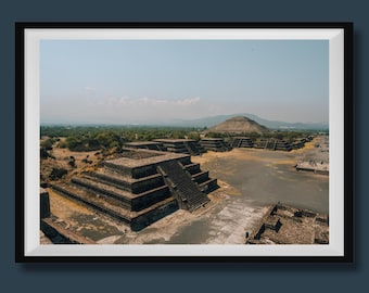 Real Photo, Teotihuacan Pyramid Photo Print, Teotihuacan Photography, Mexico Landmarks Photo, Mexico Wall Art, Mexico Travel Poster