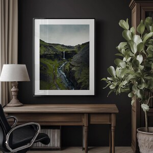 Kvernufoss Iceland Print, Iceland Waterfall Poster, Iceland Wall Art, Iceland Poster, Iceland Landscape Photo, Iceland Wall Decor image 2