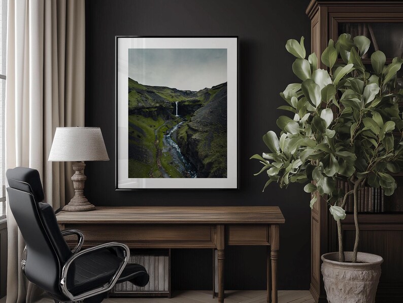 Kvernufoss Iceland Print, Iceland Waterfall Poster, Iceland Wall Art, Iceland Poster, Iceland Landscape Photo, Iceland Wall Decor image 2