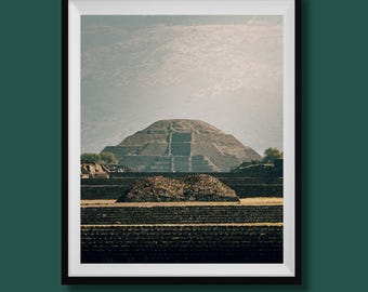 Real Photo, Teotihuacan Pyramid Photo Print, Teotihuacan Photography, Mexico Landmarks Photo, Mexico Wall Art, Mexico Travel Poster