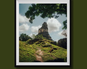 Real Photo, Tikal Photo Print, Mayan Ruins Print, Mayan Pyramid Photography, Guatemala Fine Art Print, Guatemala Wall Art, Tikal Decor.