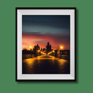 Charles Bridge Print, Prague City Photography, Prague Wall Art Decor, Prague Travel Poster, Portrait Czech Republic Cityscape Decor