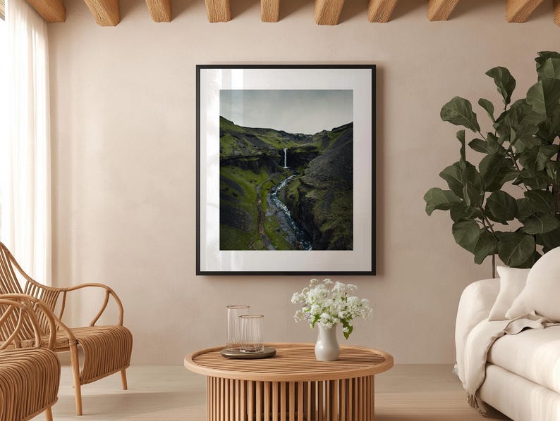 Kvernufoss Iceland Print, Iceland Waterfall Poster, Iceland Wall Art, Iceland Poster, Iceland Landscape Photo, Iceland Wall Decor image 4