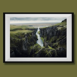 Stampa del canyon di Fjadrarglijufur, Islanda, poster di viaggio in Islanda, foto del paesaggio islandese, arte murale islandese, decorazioni murali islandesi
