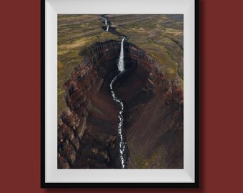 Hengifoss Iceland Print, Iceland Waterfall Poster, Iceland Wall Art, Iceland Poster, Iceland Landscape Photo, Iceland Wall Decor,Iceland Art