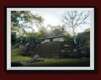 Real Photo, Tikal Photo Print, Mayan Ruins Print, Mayan Pyramid Photography, Guatemala Fine Art Print, Guatemala Wall Art, Tikal Decor.
