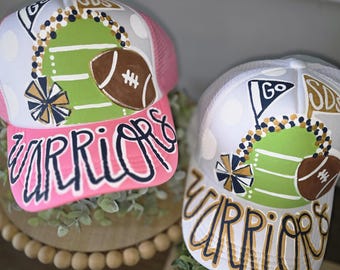 Listagem personalizada para os Warriors - Bonés de caminhoneiro pintados à mão - futebol