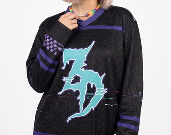 Dubstep Rave Jersey Neon Glitch Hockey Shirt Dark Edm Festival Outfit