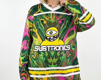 Trippy EDM Rave Jersey Cyclops Eye Hockey Shirt Neon Edm Festival Outfit