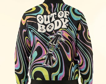 Trippy Rave Jacket Psychedelic EDM Festival Clothing Bomber Zip Rave Shirt