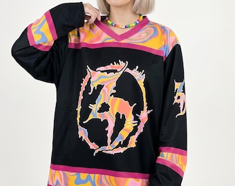Black Rave Jersey Melting Hockey Shirt Trippy Acid Vibe EDM Festival Outfit