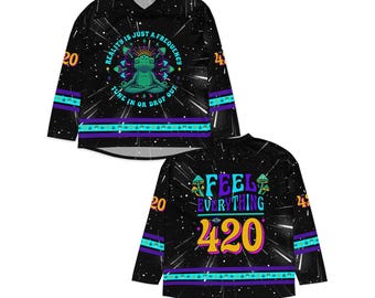 Trippy Rave Jersey, Meditating Frog 420 Hockey Shirt, Psychedelic Festival Outfits