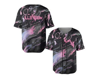 Illenium Baseball Jersey, Smoky Marble Rave Shirt For Melodic Bass Festival Outfit