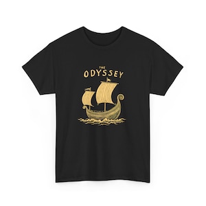オデュッセイアTシャツ、オデュッセウスミュージカルTシャツ、叙事詩サーガTシャツ、ギリシャ神話シアターTシャツ、ホメロスオデュッセイア、古典文学オタクTシャツ