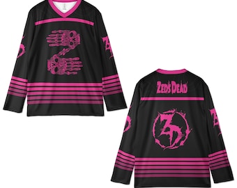 Zeds Rave Hockey Jersey, Black EDM Festival Outfit, Neon Pink Dubstep Shirt