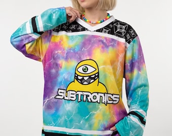 Trippy Tie Dye Rave Jersey, Cyclops Hockey Shirt, EDM Festival Outfit