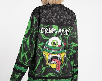 Basshead Rave Jersey, Cyclops Hockey Shirt, Trippy Green Edm Festival Outfit