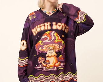 Mushroom Rave Jersey Psychedelic Hockey Shirt Trippy Vibes EDM Festival Shirts