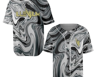 Illenium Rave Baseball Jersey, Trippy Black Gray Festival Shirt, Edm Top