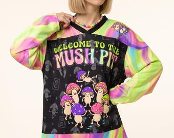 Trippy Rave Jersey Mushroom Hockey Shirt Psychedelic EDM Festival Outfit
