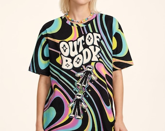 Neon Rave T Shirt Trippy Psychedelic Top EDM Festival Outfit