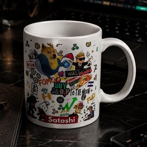 Bitcoin Crypto Mug, Blockchain Coffee Cup for Traders, HODL WAGMI Bitcoin Gift, Crypto Enthusiast Mug