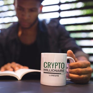 Crypto Millionaire Loading Mug | Bitcoin Coffee Cup for Traders and Investors | Fun Crypto Gift in 11oz or 15oz