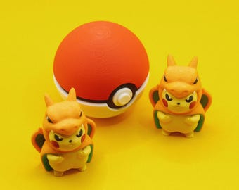 Pikachu-figur i Charizard-kostym | 3D-utskrivet samlarobjekt