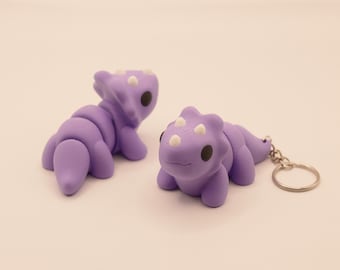 3D-utskriven Triceratops Fidget-leksaksnyckelring | Present till dinosaurieälskare