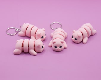 3D Printed Pig Fidget Toy Keyring | Farm Animal School Bag Charm