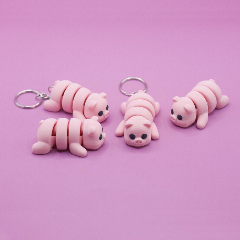 3D Printed Pig Fidget Toy Keyring | Farm Animal School Bag Charm - Etsy