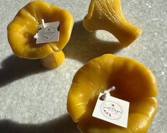 Beeswax Chanterelle Mushroom Candle : Large