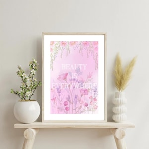 Poster con citazione ispiratrice, stampa artistica da parete motivazionale, carta semi-lucida, decorazione positiva, camera da letto, soggiorno, rosa, floreale, bellezza, estetica