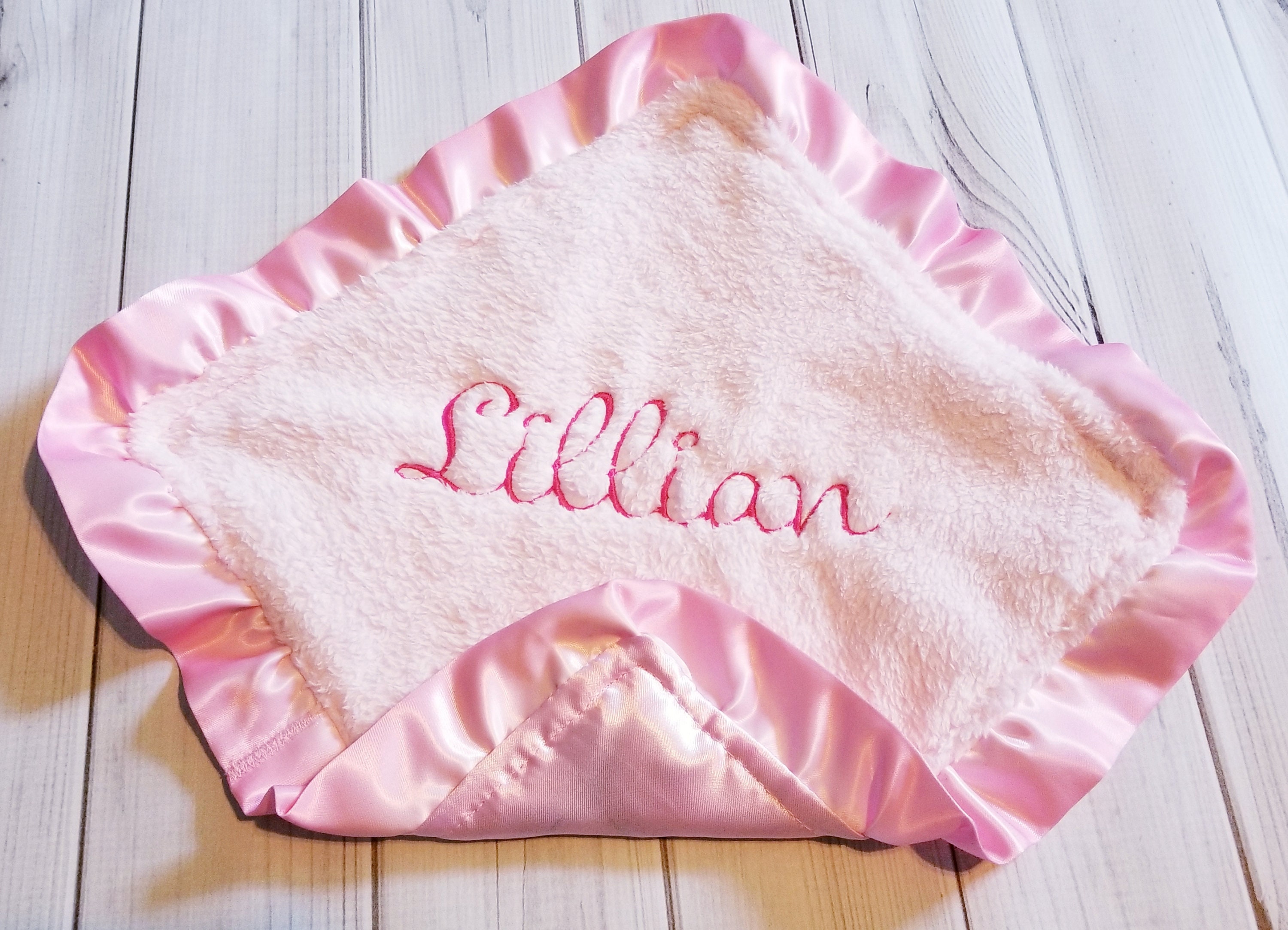 Baby Girl Security Blanket Lovie Pink Smooth Minky with Pink Etsy