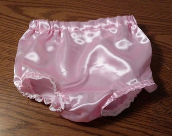 Baby Girl Pink Satin Diaper Cover Bloomers 0-3 months thru 24 months