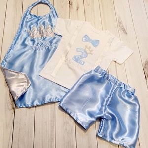 Light Blue Prince Outfit: Birthday Bow Tie, Crown Cape, Shorts