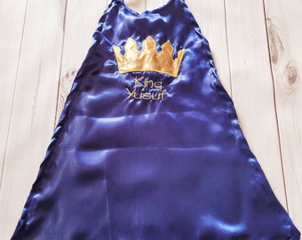 Baby boy Toddler 1st birthday Royalty Smash cake photo prop PRINCE or KING navy blue gold crown cape