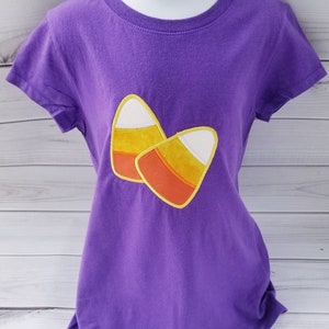 Halloween Trick or Treat Party Candy Corn Purple Shirt 6X READY TO SHIP