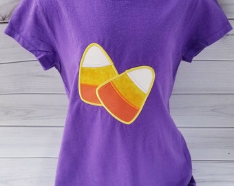 Halloween Trick or Treat Party Candy Corn Purple Shirt 6X READY TO SHIP