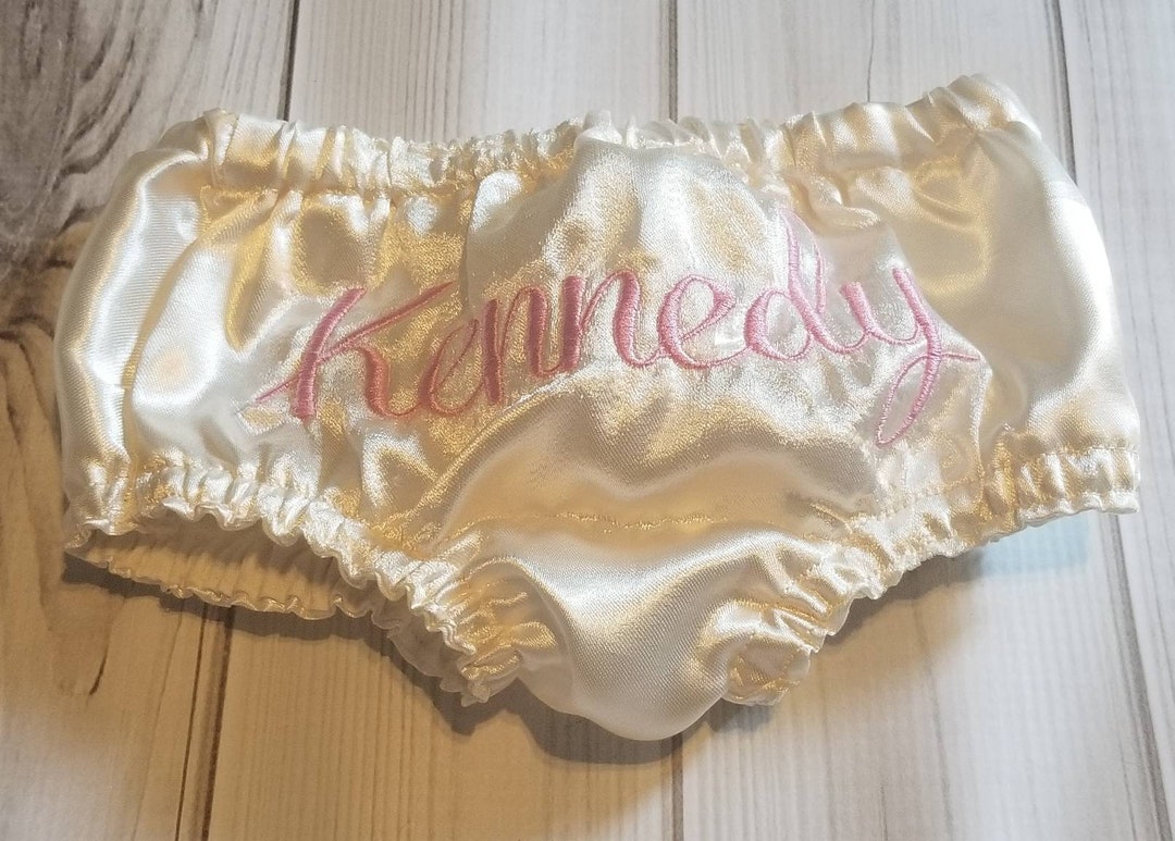Personalized Ivory Satin Diaper Cover Bloomers 03 Months Thru 24ms Etsy