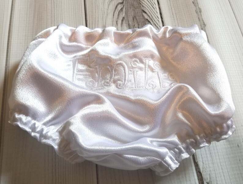 Personalized White Satin Diaper Cover Bloomers 03 Months Thru Etsy