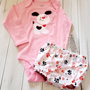 Valentines Day puppy dog Bodysuit one piece and diaper cover 2t image 2