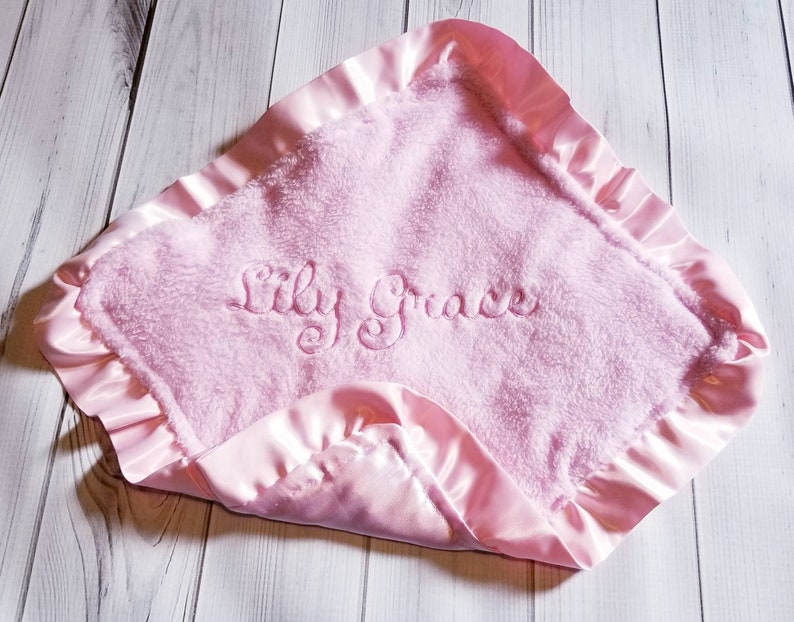 Baby Girl Security Blanket Lovie Pink Smooth Minky with Pink Etsy